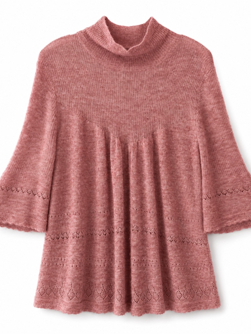 Anthropologie Feather Bone Dusty Rose Merino Alpaca Sweater Tunic L